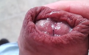 Gooey hairy cockhead! Anyone want to lick it clean?