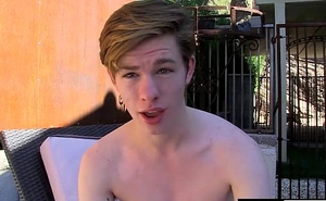 Fit together with outdoor twink Nico stroke his cock together with cum