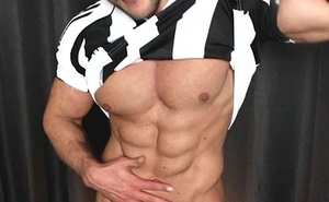 Muscle Football Hunk Exposed Abs And Cum