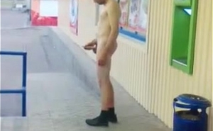 drugged russian guy wanking naked in the street
