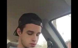 Hot Twink'_s car cock stroking