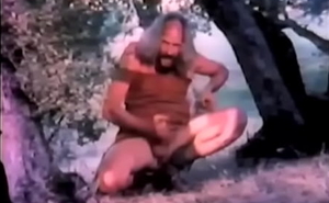 Pervert voyeur pa masturbates and sucks his own dick (clip from vintage porn)