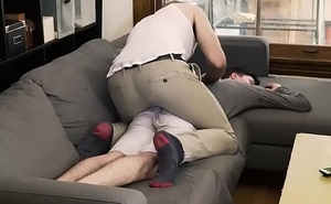 Step dad and son gay sex and kneading