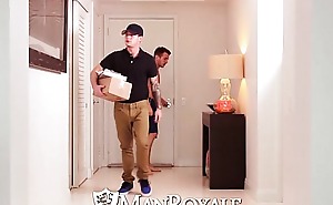 Manroyale - archer tests his new dildo with rub-down the delivery guy
